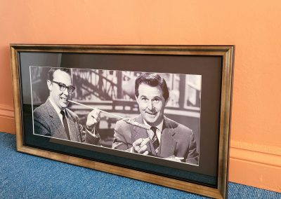 Eric & Ernie. Another up-cycling project. This was originally in a very boring flat, black frame. The new frame and mount sings..."Bring me Sunshine..."